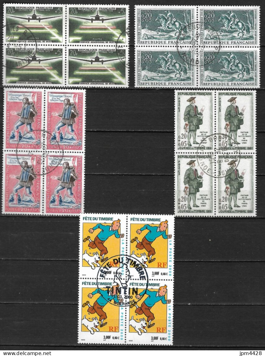 France Lot 66 Timbres,  Oblitérés  Fête  Et  Journée Du Timbre,  Plus 5 Blocs De 4 TP - Tous à Surtaxe - Mezclas (max 999 Sellos)