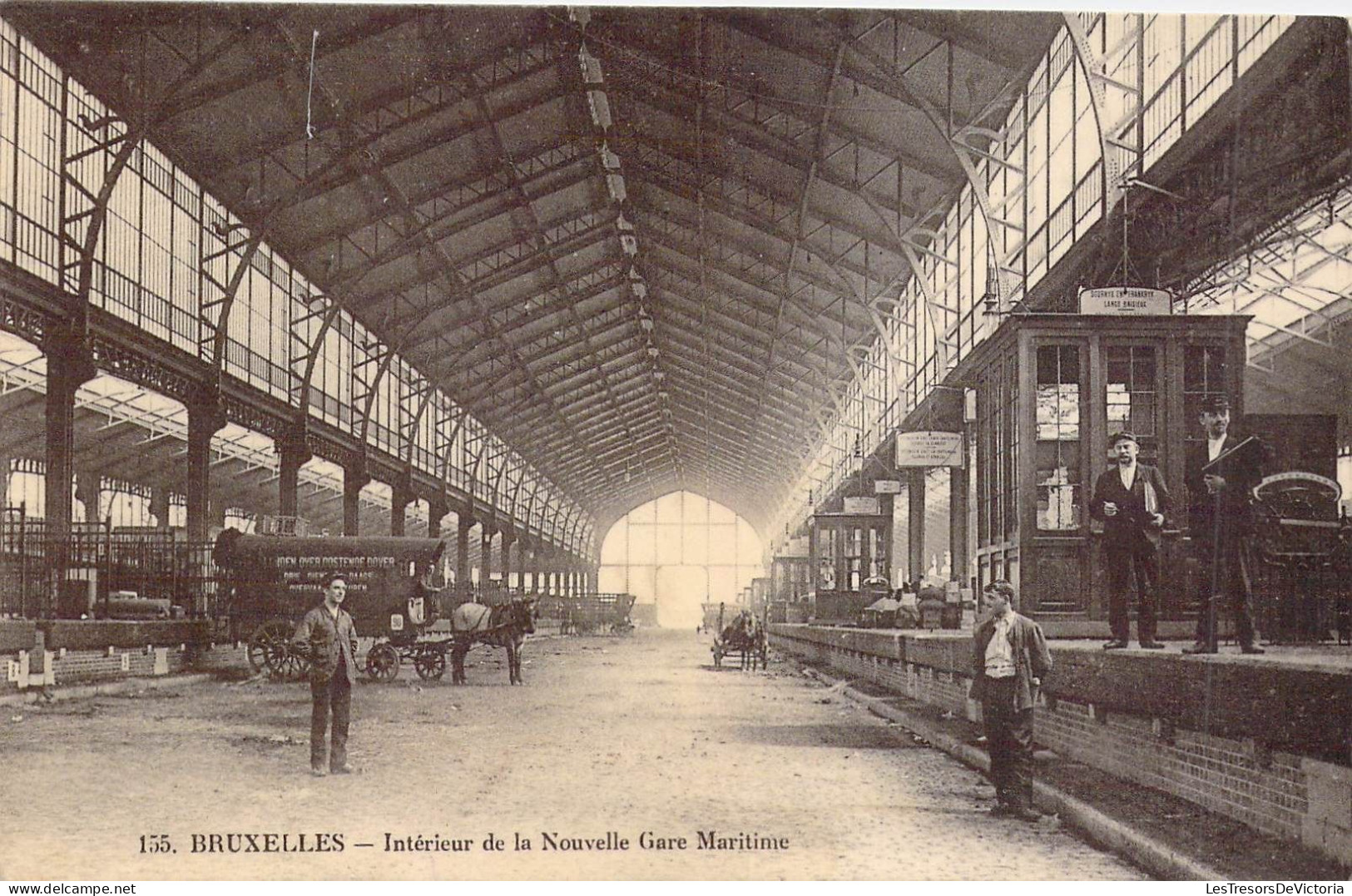 BELGIQUE - BRUXELLES - Intérieur De La Nouvelle Gare Maritime - Editeur Grand Bazar - Carte Postale Ancienne - Schienenverkehr - Bahnhöfe