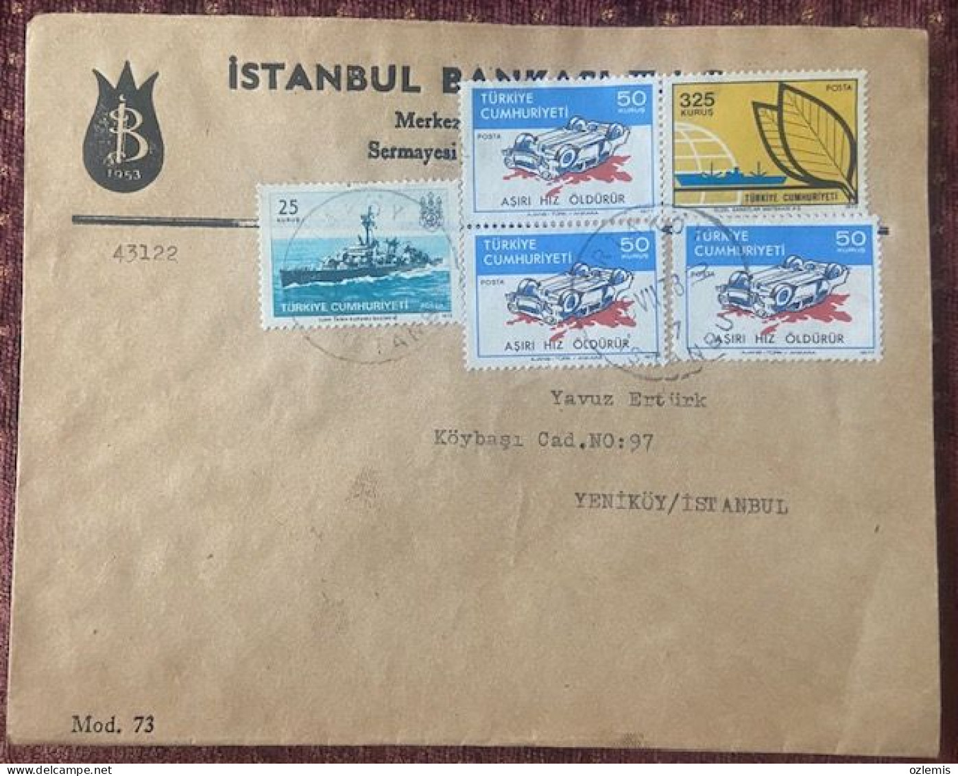TURKEY,TURKEI,TURQUIE , ISTANBUL, TO YENIKOY ,1978  ,COVER - Covers & Documents