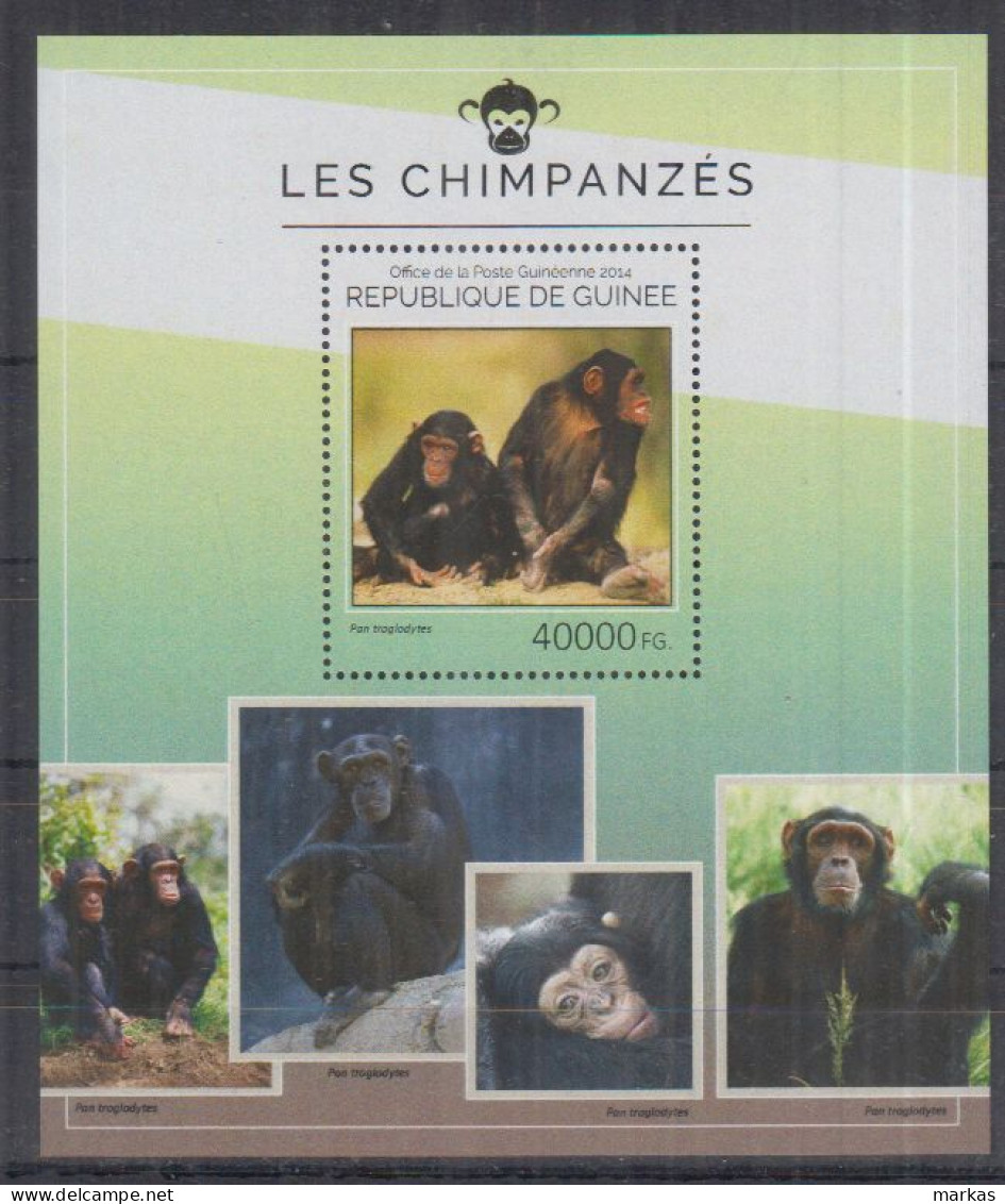 N13. Guinea MNH 2014 Fauna - Monkeys - Chimpanzees - Chimpancés