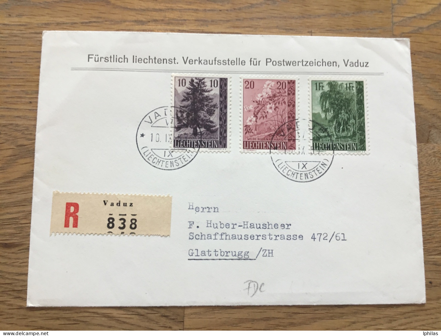 Liechtenstein 1957 FDC R- Brief In Die Schweiz - Lettres & Documents