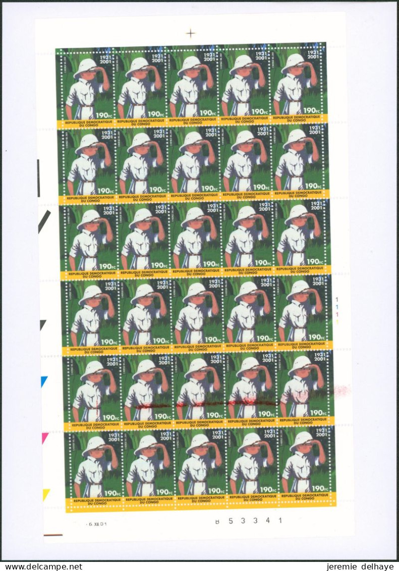 République Démocratique Du Congo - TINTIN N°2092-Cu** En Feuille Complète Avec Surcharge Défectueuse "Expo Shangaï 2010" - Mint/hinged