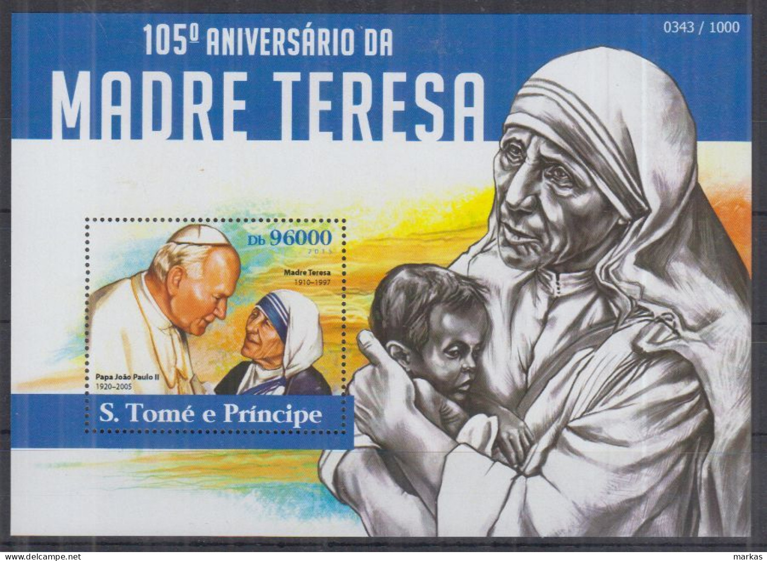 N13. S.Tome Principe MNH 2015 Religion - St. Mother Teresa - Mutter Teresa