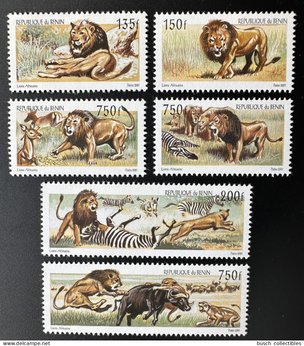 Bénin 2001 Mi. 1324 - 1326 Lions Africains Lion Löwe Faune Fauna Zèbre Zebra Buffle MNH** - Felinos