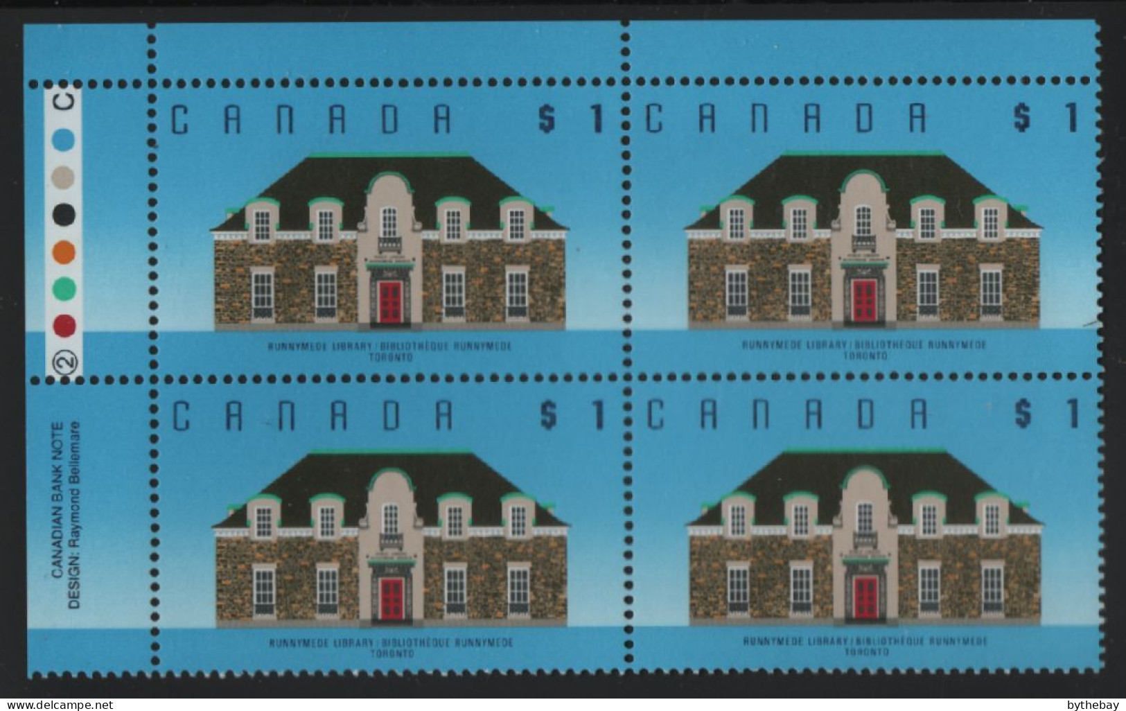 Canada 1988-92 MNH Sc 1181ii $1 Runnymede Library UL Plate Block - Num. Planches & Inscriptions Marge