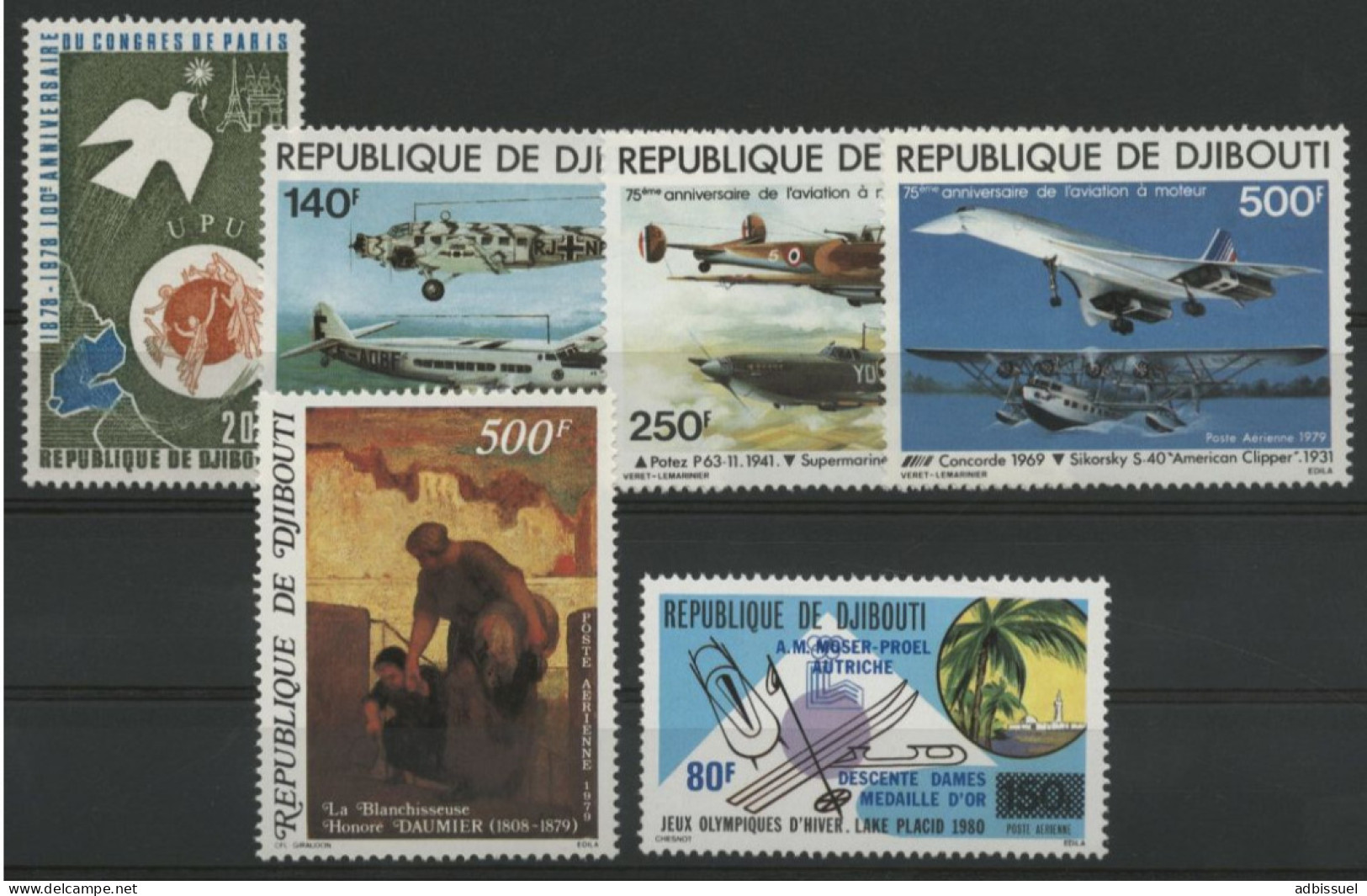 DJIBOUTI POSTE AERIENNE AIR MAIL N° 129 130 131 132 133 134 COTE 42.75 € Neufs ** (MNH) - Djibouti (1977-...)