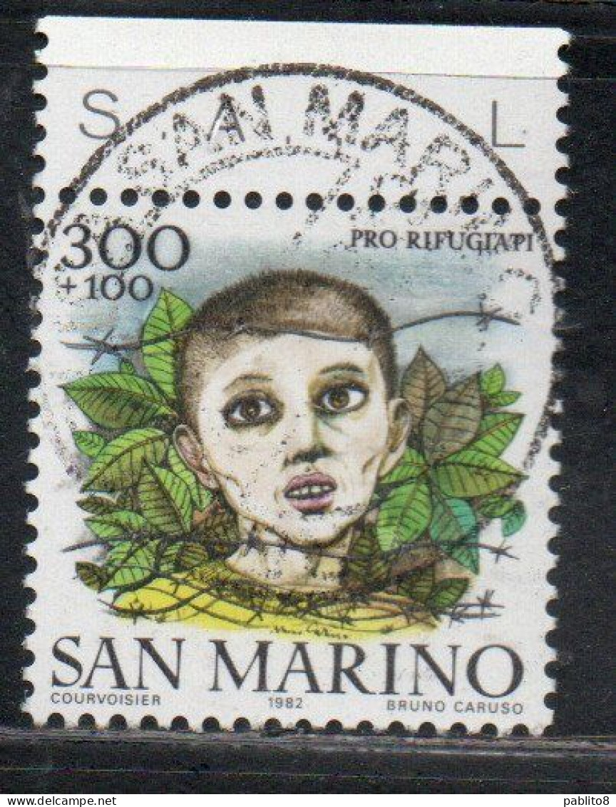 REPUBBLICA DI SAN MARINO 1982 PRO RIFUGIATI REFUGEES LIRE 300 + 100 USATO USED OBLITERE' - Used Stamps