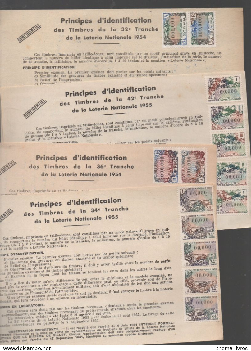 Erinnophilie Loterie Nationale : Lot De 4 Feuilles De Principes D'identification Des Vignettes1954-55   (PPP43528) - Lettere