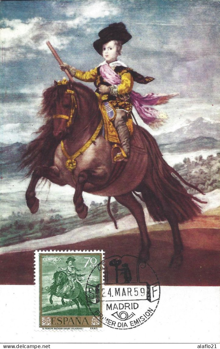 ESPAGNE - CARTE MAXIMUM - Yvert N° 931 - Le PRINCE BALTASAR-CARLOS - OEUVRE De VELASQUEZ - Tarjetas Máxima