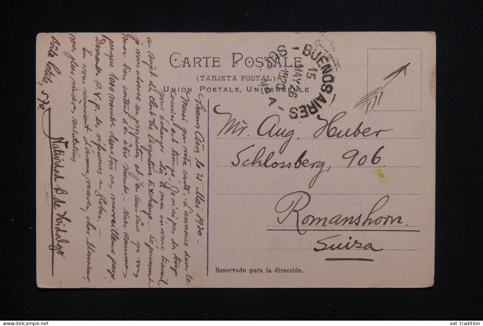 ARGENTINE - Affranchissement De Buenos Aires Sur Carte Postale En 1920 Pour La Suisse - L 145020 - Lettres & Documents