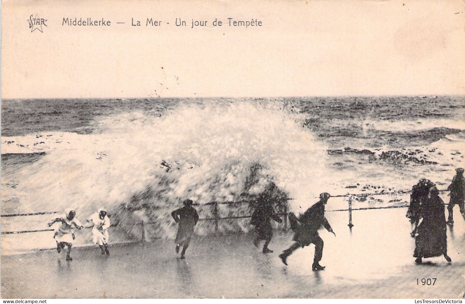 BELGIQUE - MIDDELKERKE - La Mer Un Jour De Tempête - Carte Postale Ancienne - Middelkerke