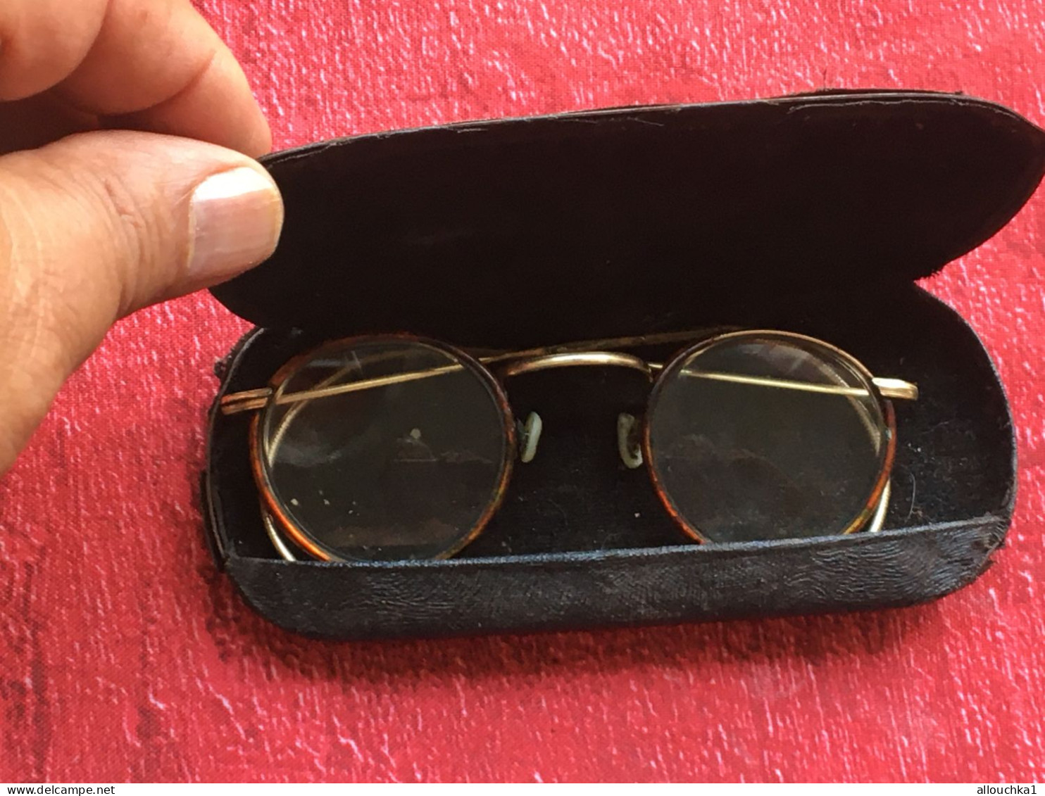 Lunettes de lecture Vintage-lorgnon-lorgnettes-binocle-Binocles lunette+étui métal-portées par soldat Guerre 14/18-WWII