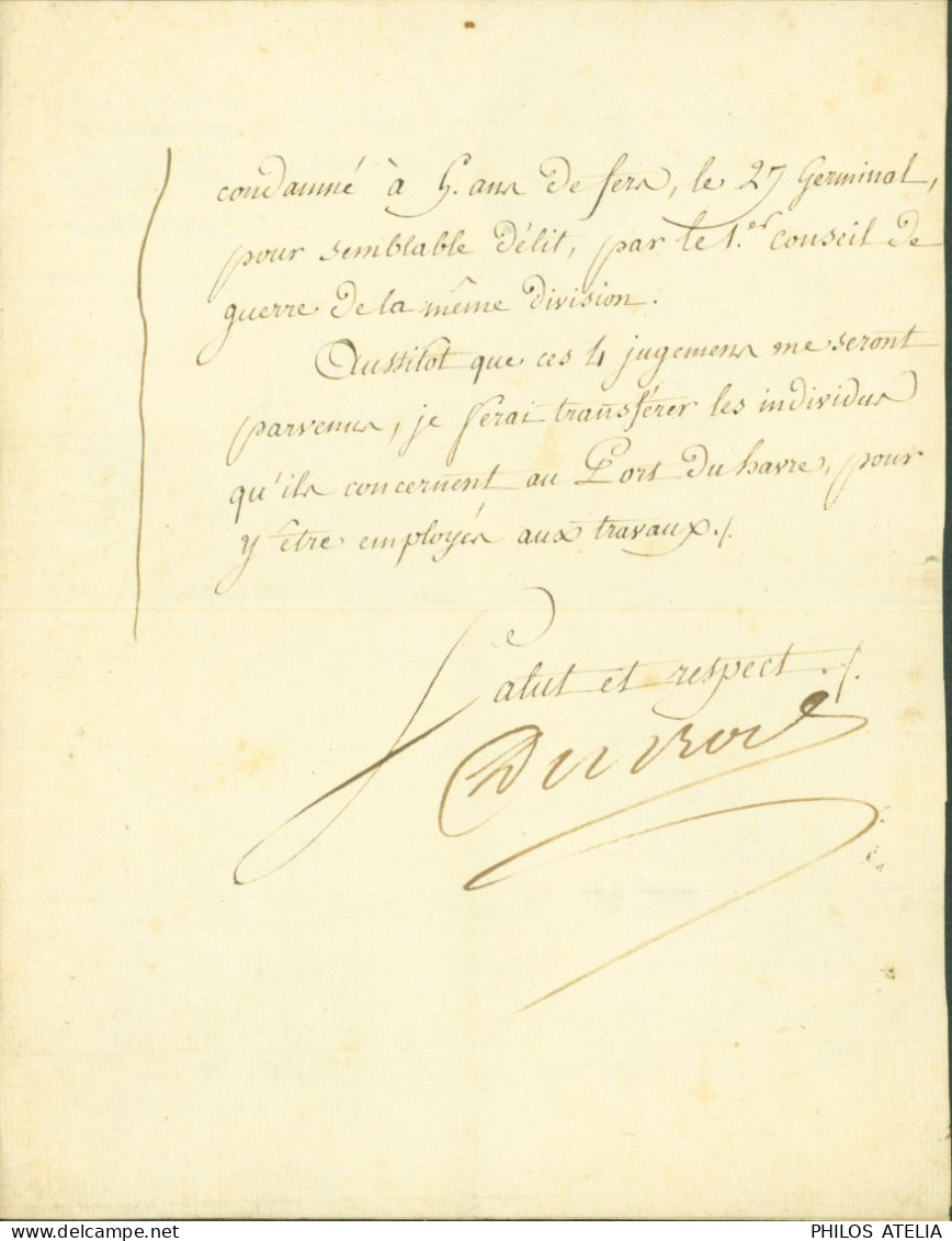 LAS Lettre Autographe Signature Révolution Empire Dubois Préfet De Police Paris Travaux Forcés Déserteurs - Politisch Und Militärisch
