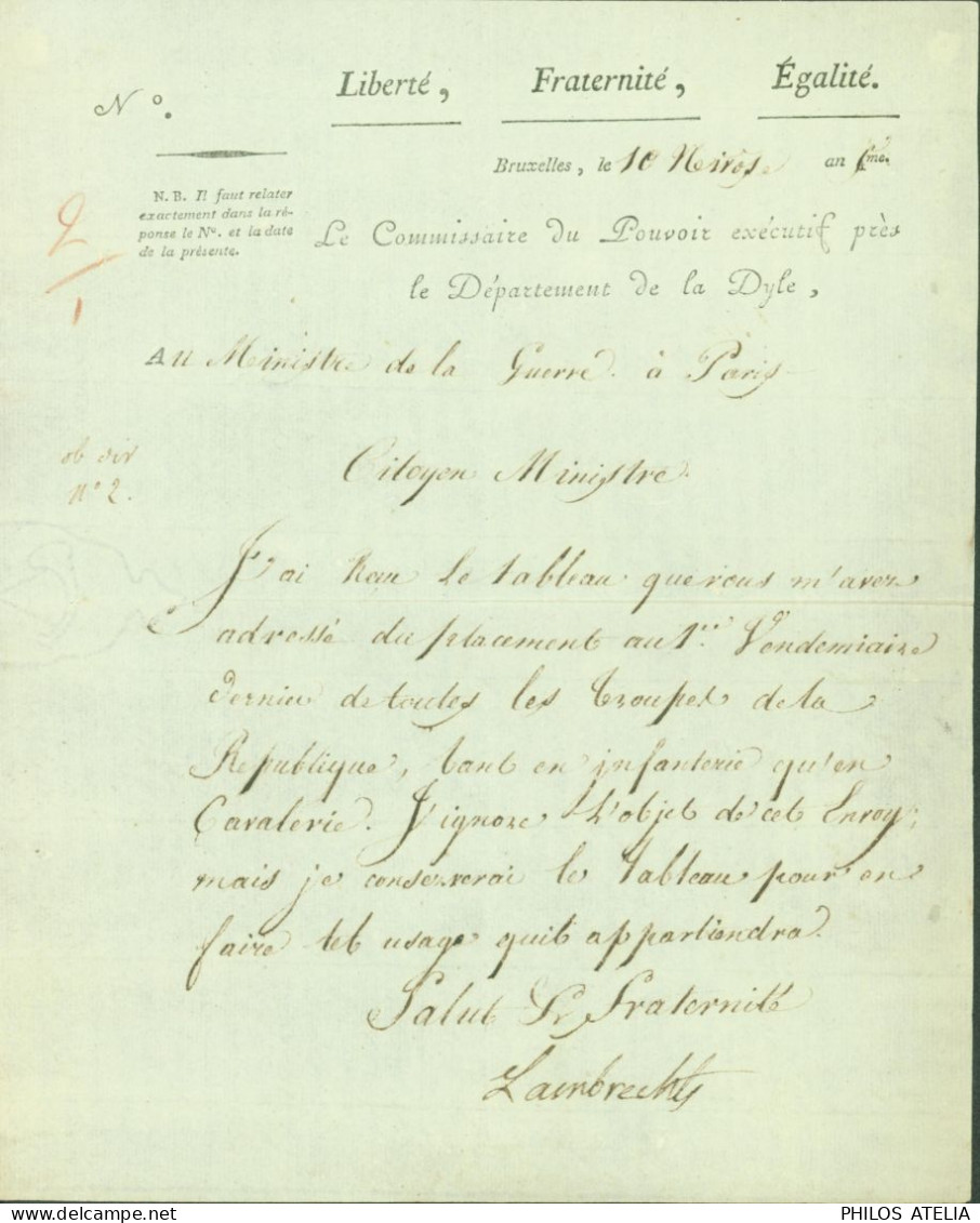 LAS Lettre Autographe Signature Charles Joseph Mathieu Lambrechts Ministre De La Justice Sénateur - Politisch Und Militärisch