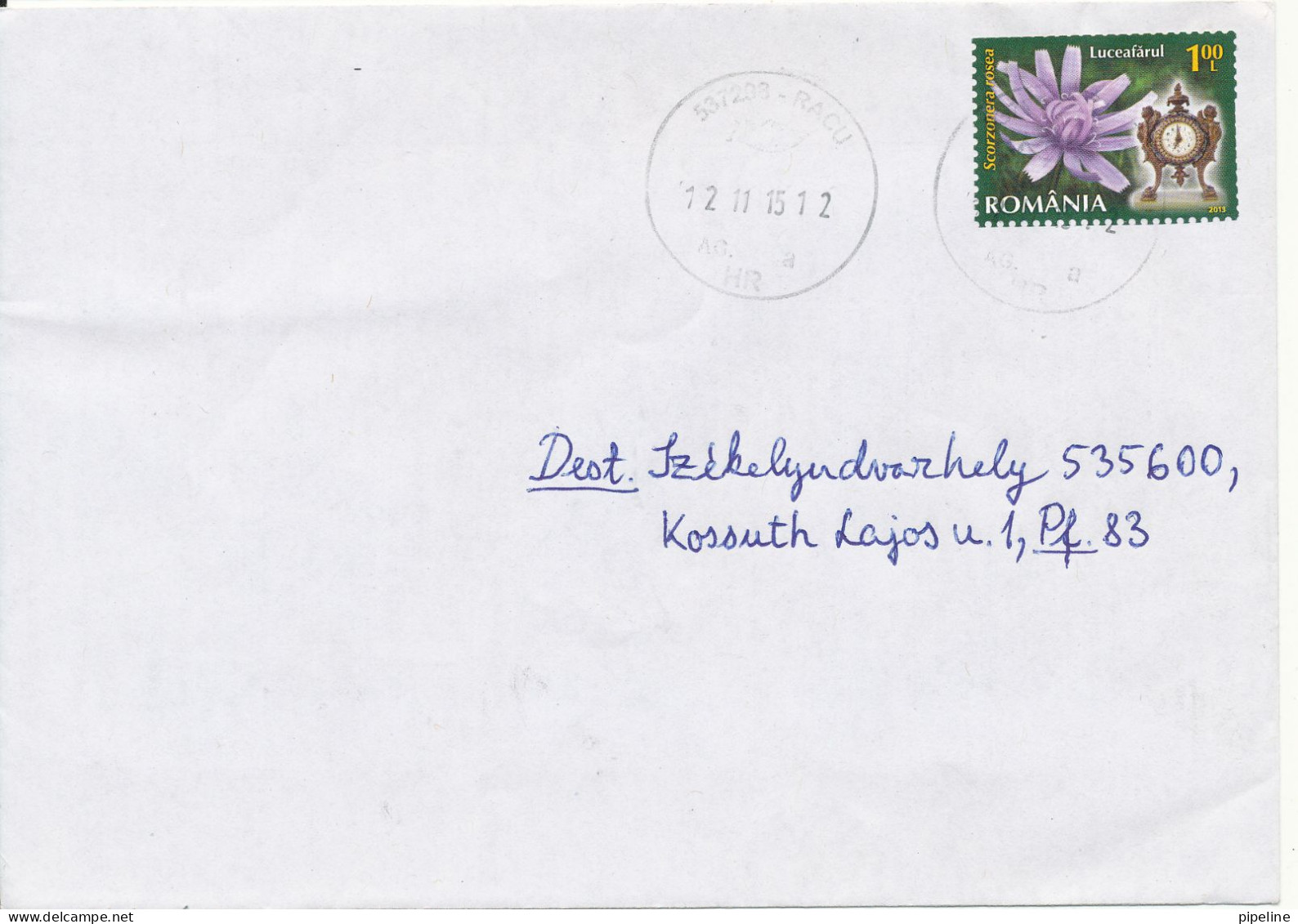 Romania Cover Racu 12-11-2015 Single Franked - Briefe U. Dokumente