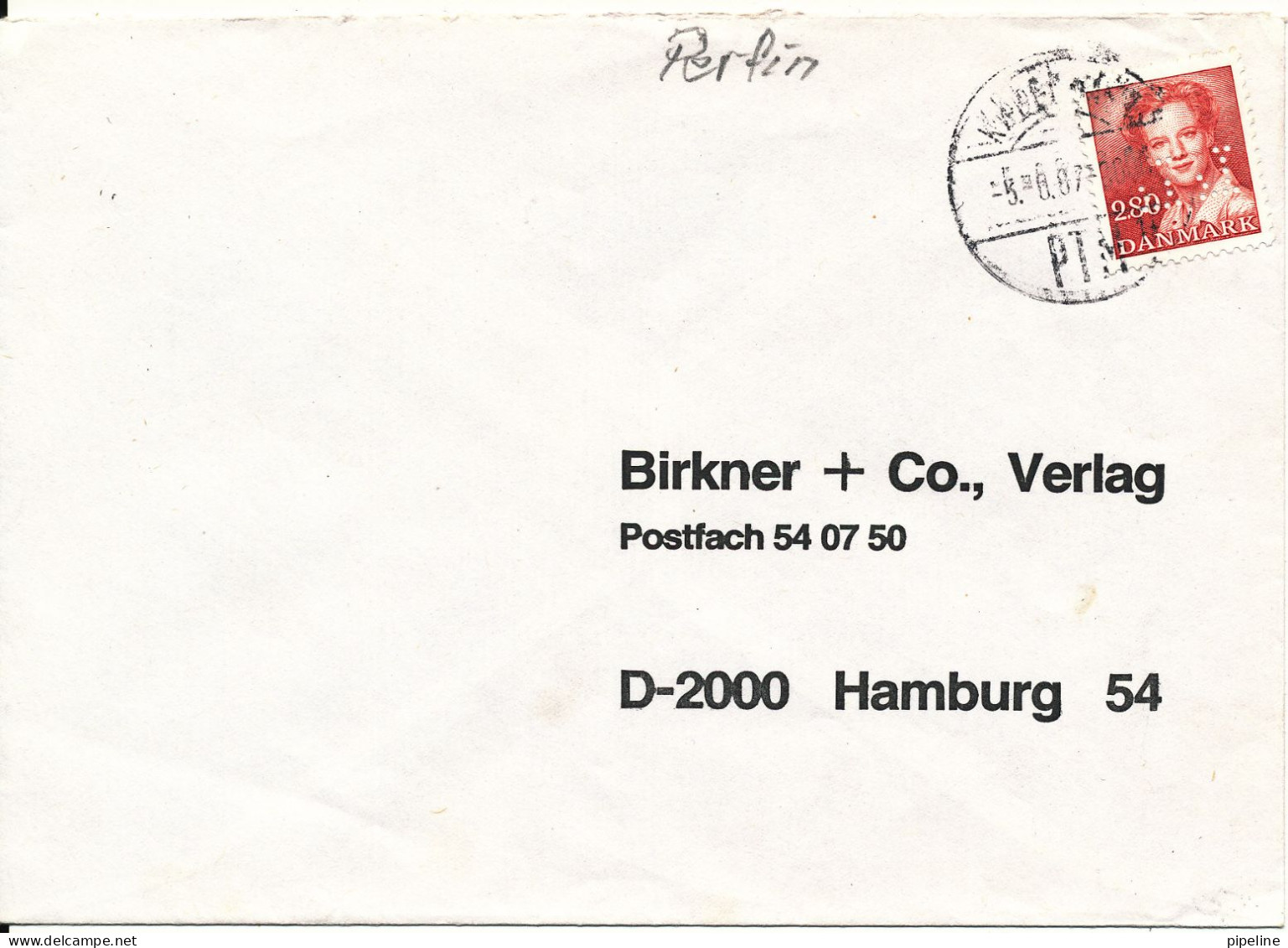 Denmark Cover With PERFIN LL (L. Levison Junr.) Sent To Germany 5-8-1987 - Cartas & Documentos