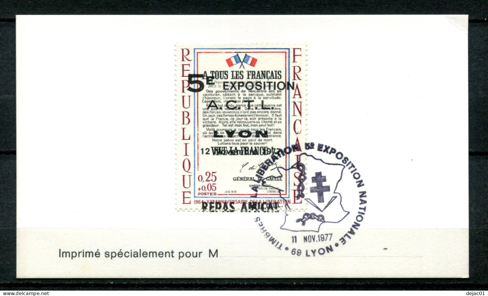 Thème Général De Gaulle - Petit Feuillet 5e Exposition ACTL - Lyon Novembre 1977 - L 583 - De Gaulle (Général)