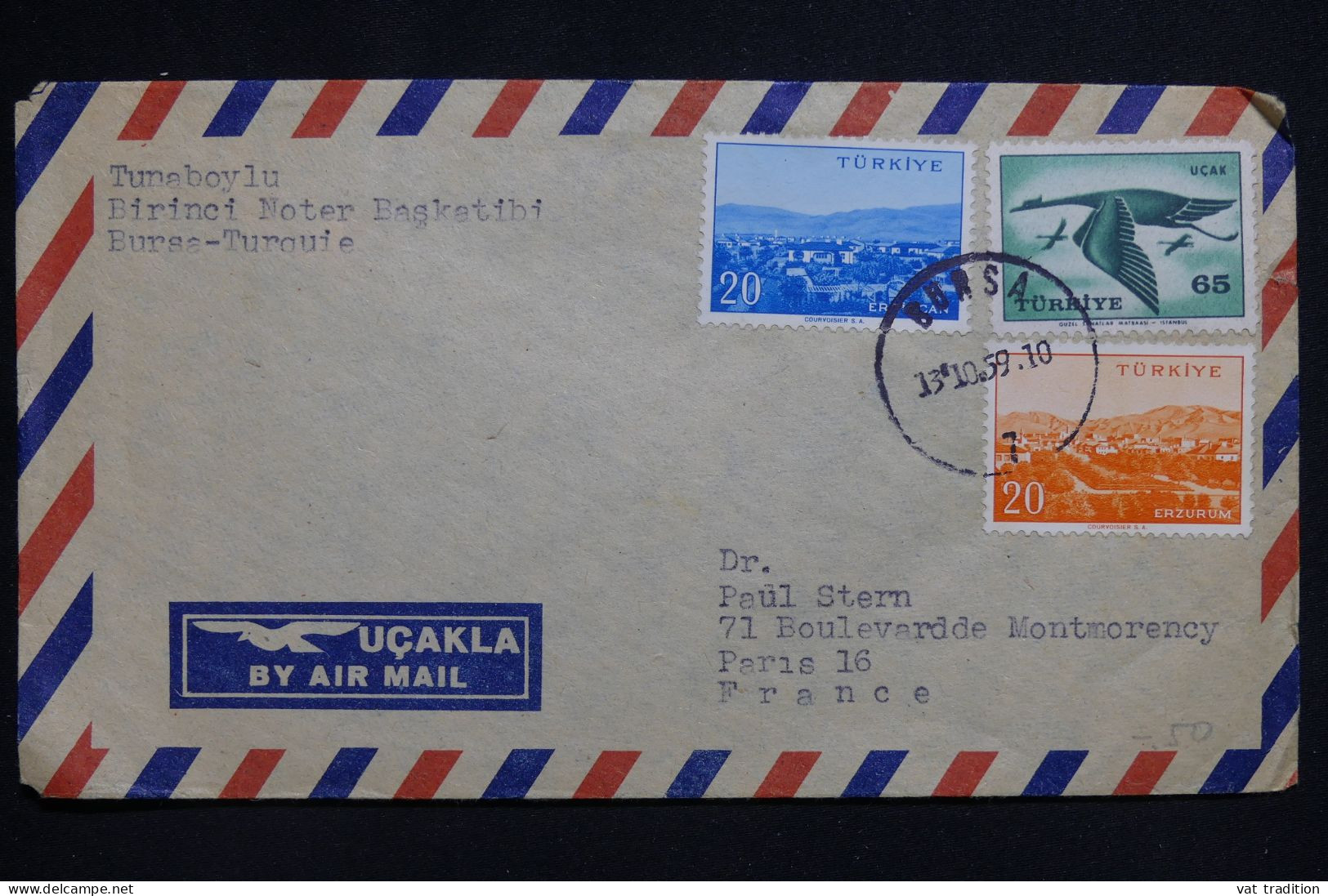 TURQUIE - Enveloppe De Bursa Pour Paris En 1959 - L 145068 - Brieven En Documenten