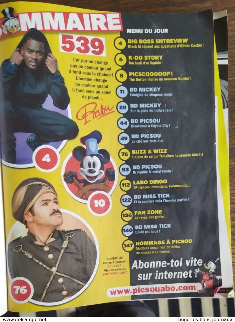 Picsou Magazine 539_octobre 2018_Mickey Fête Ses 90 Ans !_Black M : Le Prince De Bagdad_Alad'2 : Jamel En Dictateur ! - Picsou Magazine