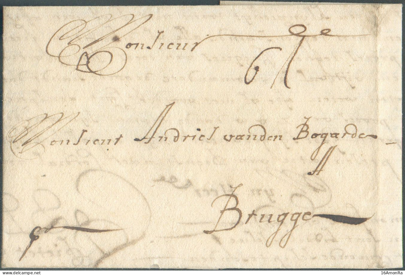 LAC De LONDON Le 23 Octobre 1699 Vers BRUGGE; Port '6' Shillings.  Superbe - 21367 - 1621-1713 (Pays-Bas Espagnols)