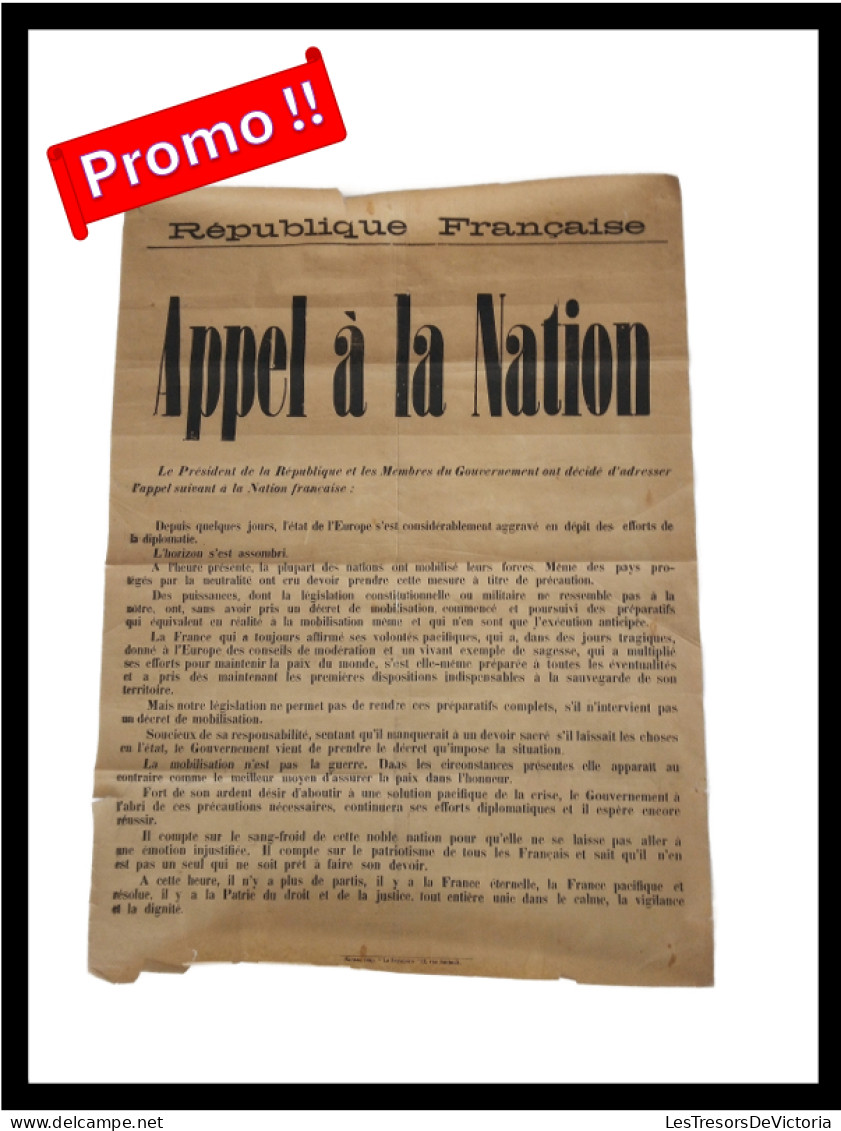 PROMO!!! - Guerre 1914-1918: Appel à La Nation - Grande Affiche #AffairesConclues - Affiches