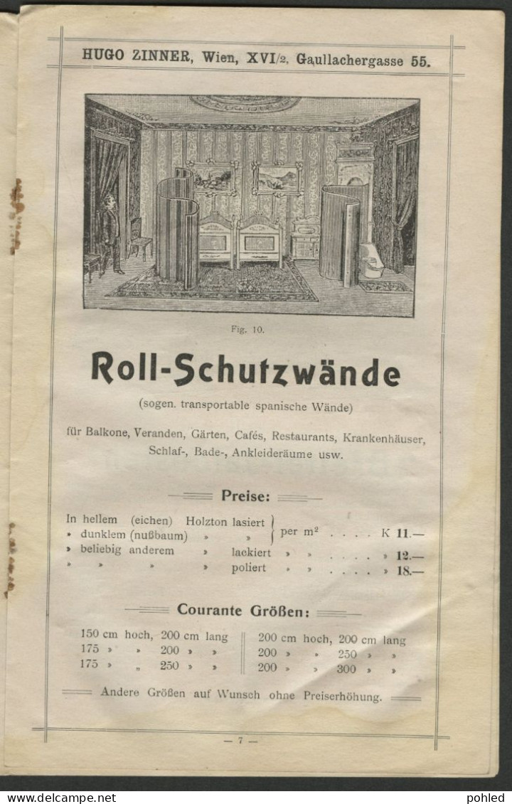 00490*ÖSTERREICH*AUSTRIA*WIEN*ROLLBALKEN Und SONNEPLACHEN FABRIK*HUGO ZINNER*PREISLISTE*1911 - Österreich