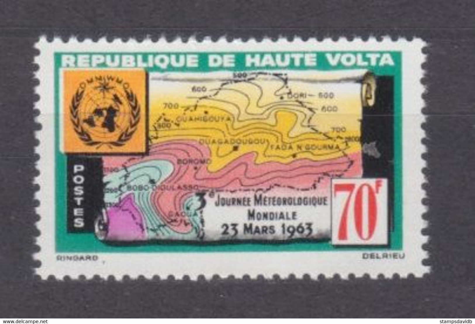 1963 Upper Volta 116 3rd World Meteorological Day Weather Map 1,70 € - WGO