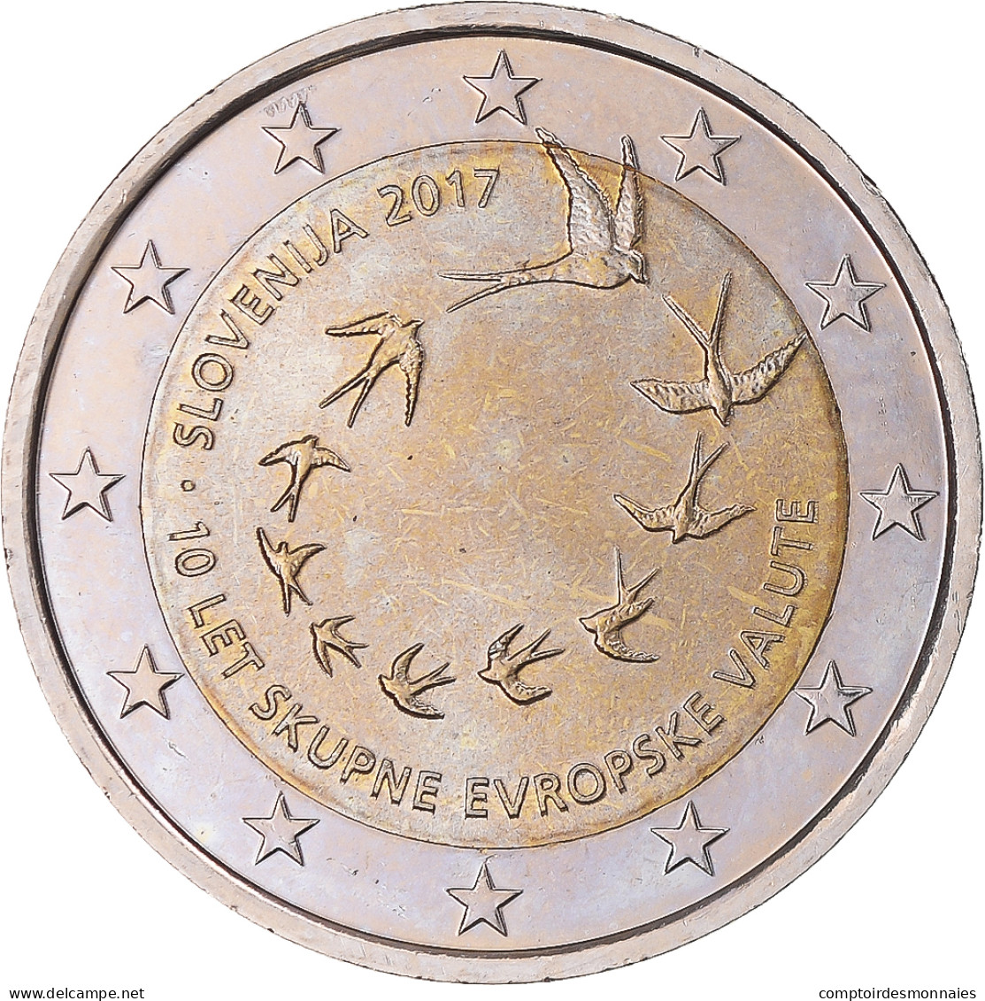 Slovénie, 2 Euro, 10 Ans De L'Euro, 2017, SPL+, Bimétallique, KM:New - Slovenia