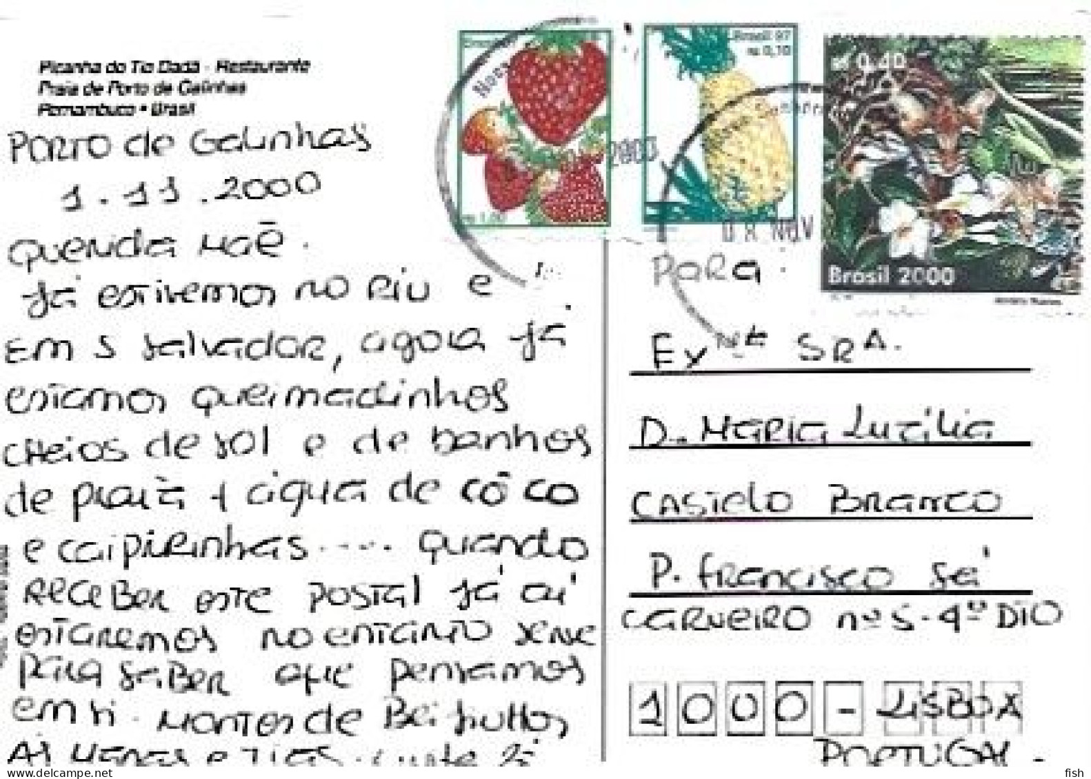 Brazil & Marcofilia, Pernambuco, Porto Galinhas, Picanha Do Tio Dádá, Restaurante, Lisboa 2000  (2925) - Recife