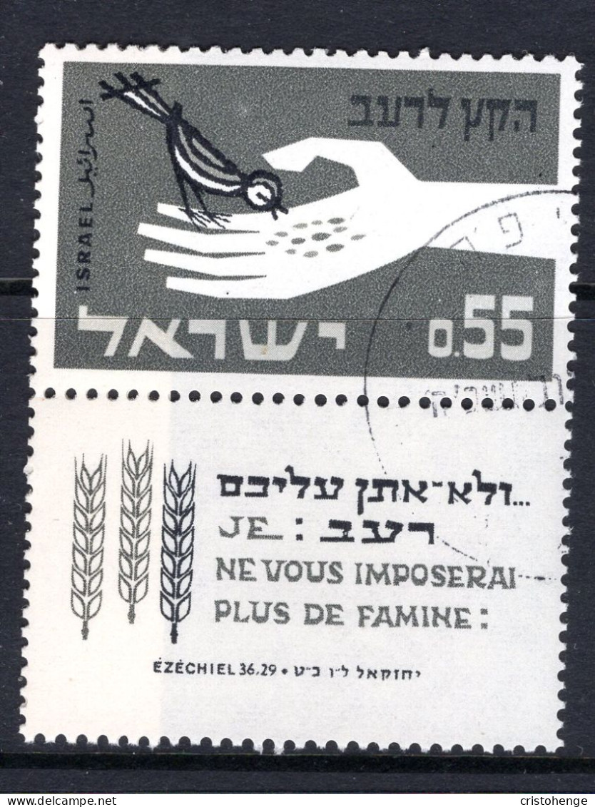 Israel 1963 Freedom From Hunger - Tab - CTO Used (SG 254) - Oblitérés (avec Tabs)