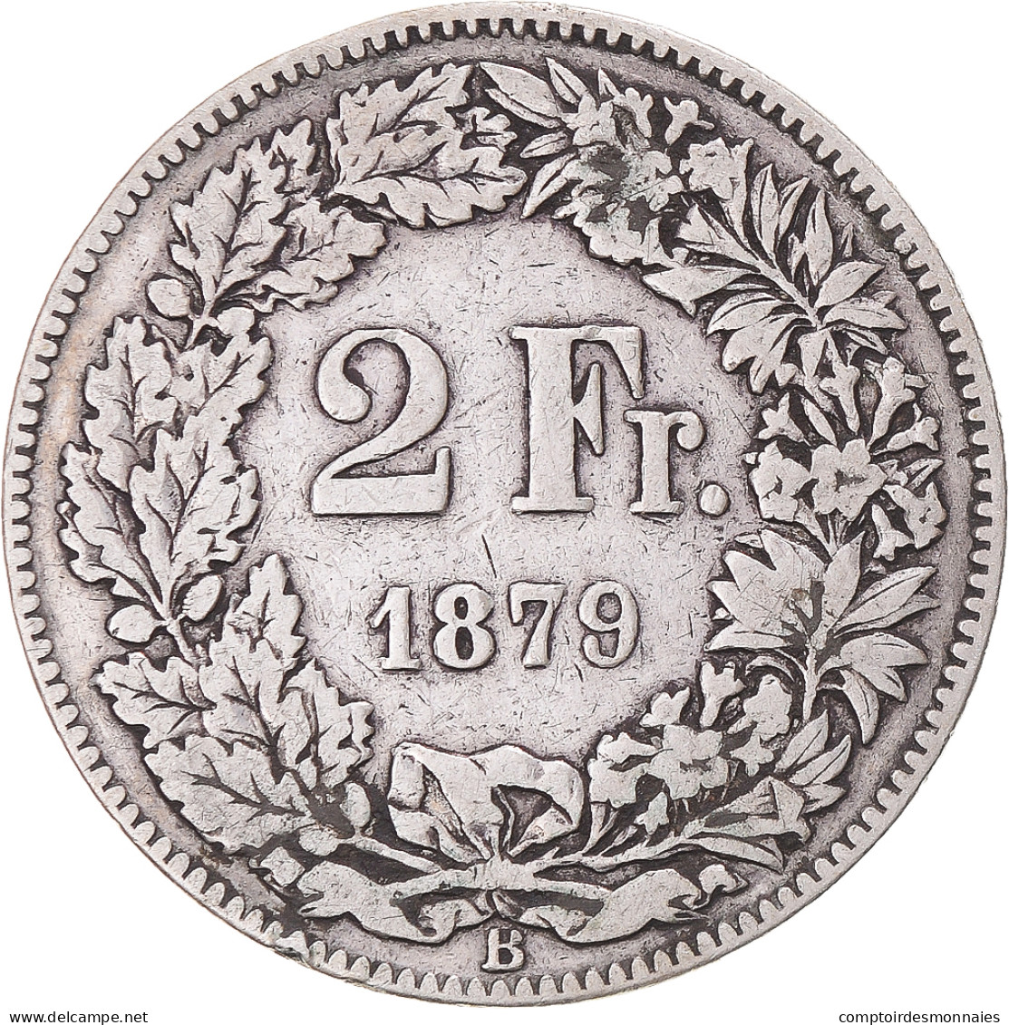 Monnaie, Suisse, 2 Francs, 1879, Bern, TTB, Argent, KM:21 - Autres & Non Classés