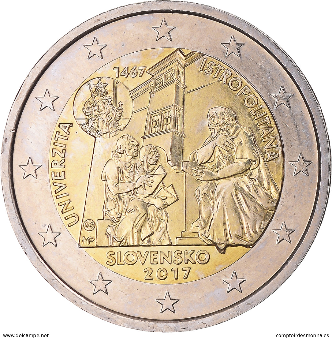 Slovaquie, 2 Euro, Université Istropolitana, 2017, Kremnica, SPL - Slovakia