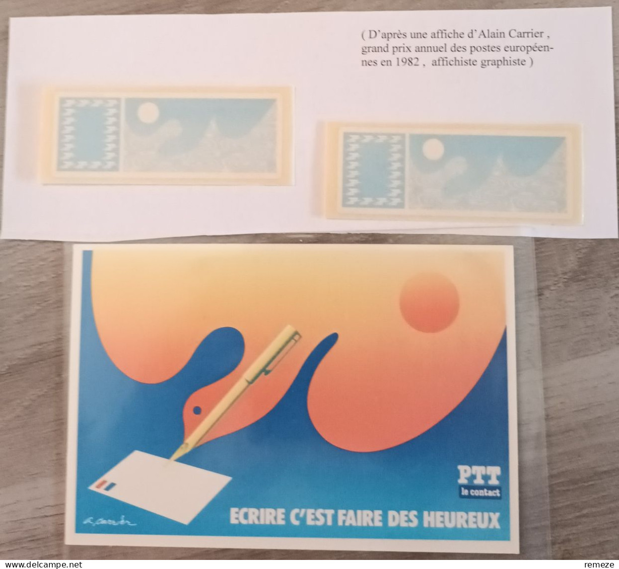 1985 ( 2 Vignettes Neuves Type Carrier ) + 1 Carte Postale 1982 Neuve Qui Represente Le Type Des Vignettes - 1985 « Carrier » Papier