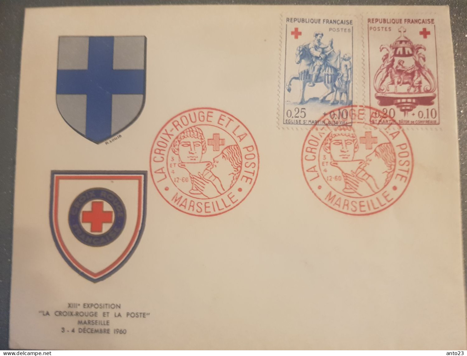 OBLITERATION LA CROIX ROUGE ET LA POSTE MARSEILLE 1960 - Red Cross