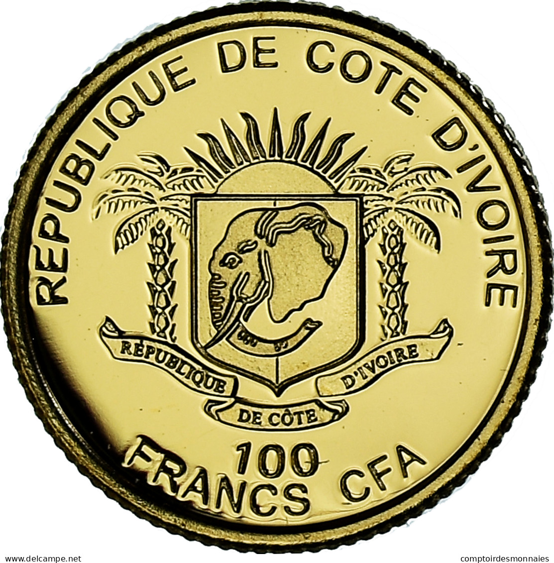 Monnaie, Côte D'Ivoire, Colosse De Rhodes, 100 Francs CFA, 2018, FDC, Or - Côte-d'Ivoire