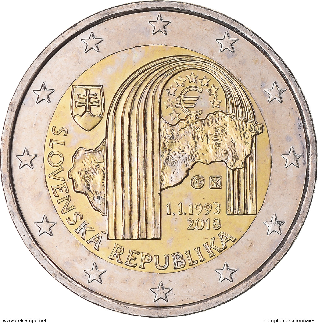 Slovaquie, 2 Euro, 25ème Anniversaire De La République, 2018, Kremnica, SPL - Slovaquie