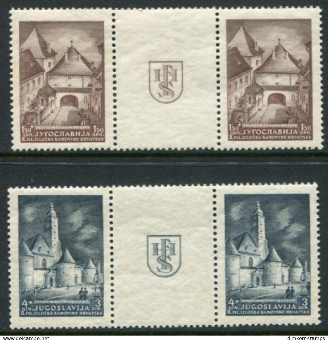 YUGOSLAVIA 1941 Zagreb Philatelic Exhibition Pairs With  Labels.MNH / **.  Michel 437-38 A Zf - Ungebraucht