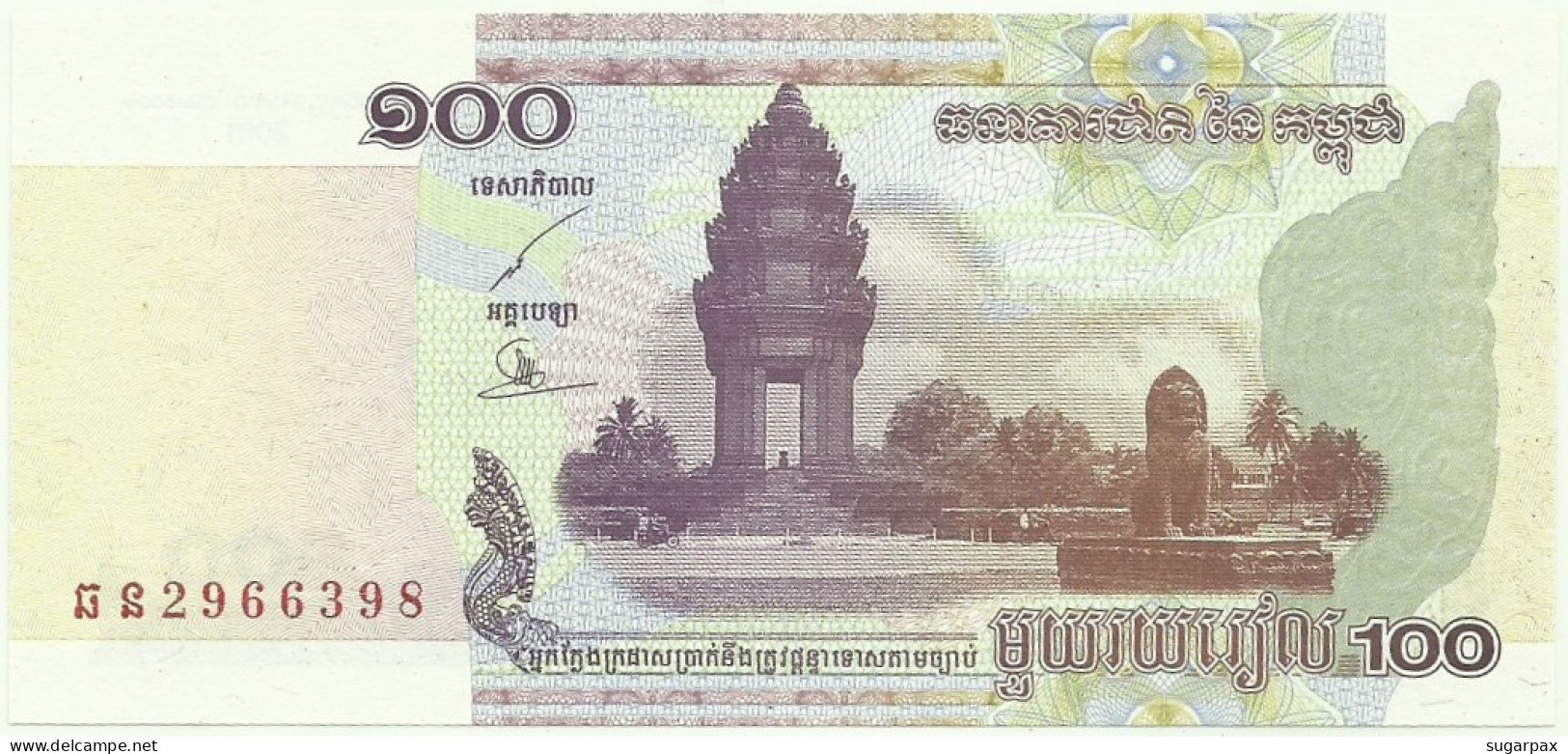 Cambodia - 100 Riels - 2001 - Pick: 53 - Unc. - Sign. 17 - National Banque - Cambodge