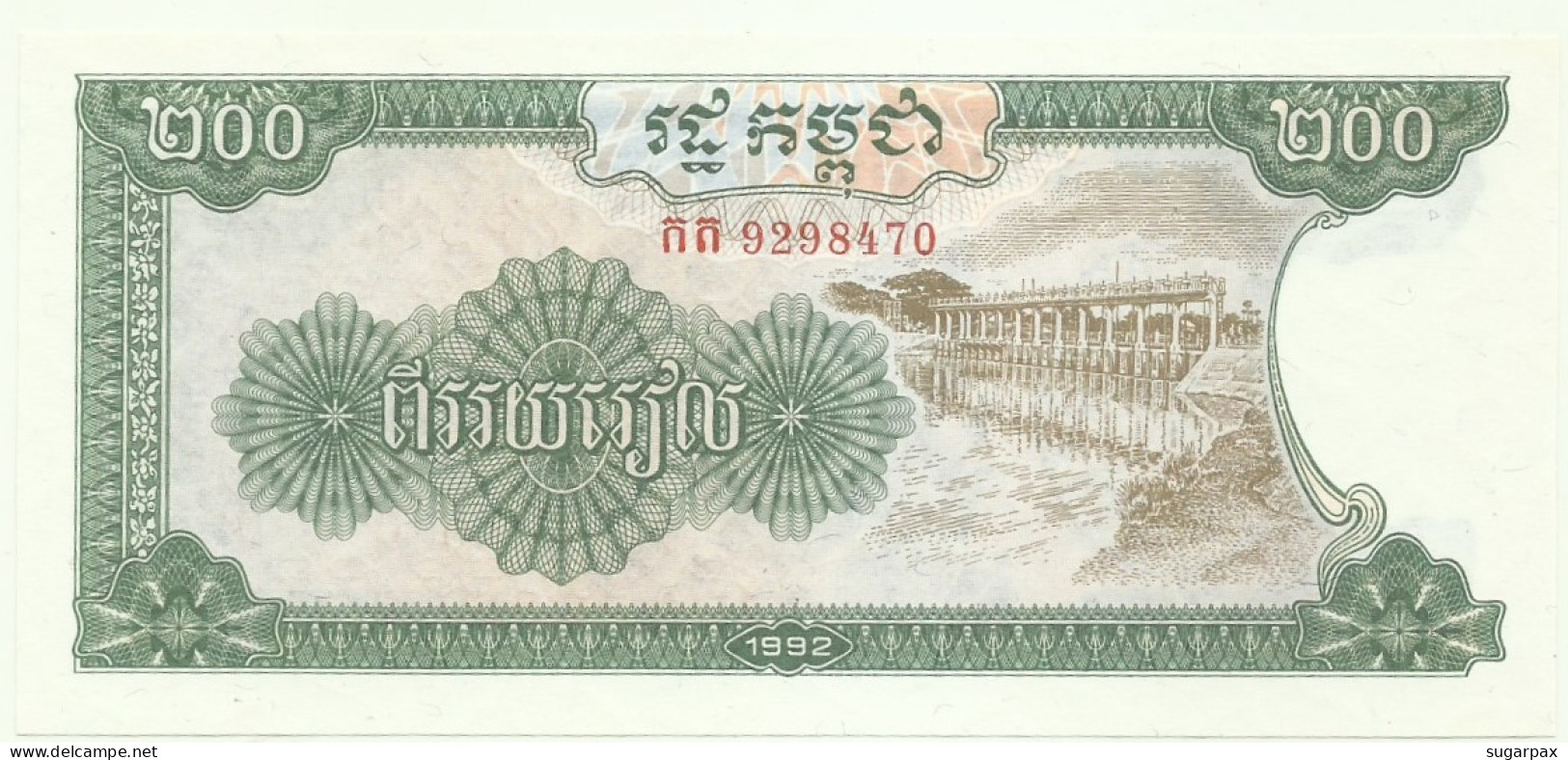 Cambodia - 200 Riels - 1992 - Pick: 37 - Unc. - Peoples National Banque - Cambodge