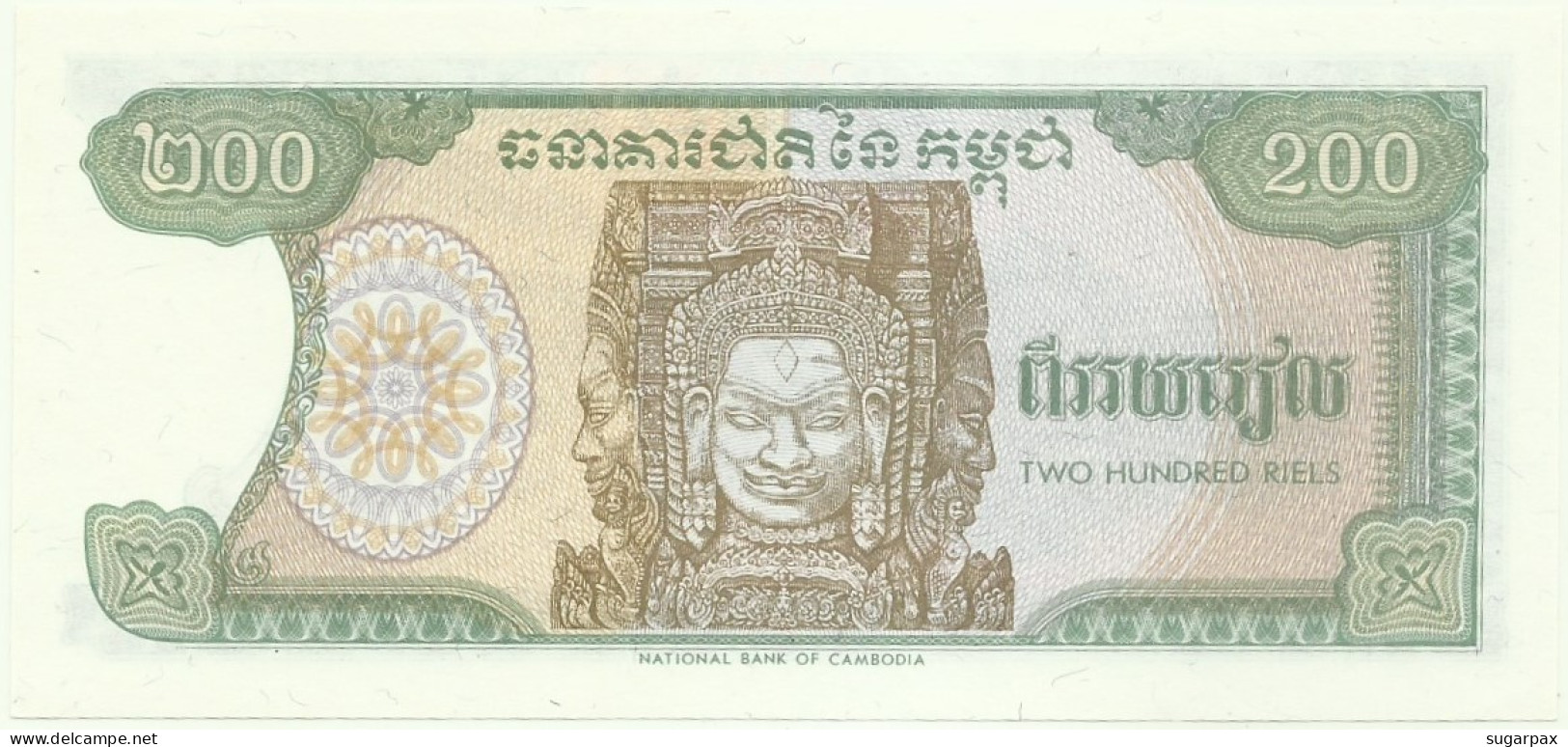 Cambodia - 200 Riels - 1992 - Pick: 37 - Unc. - Peoples National Banque - Cambodge