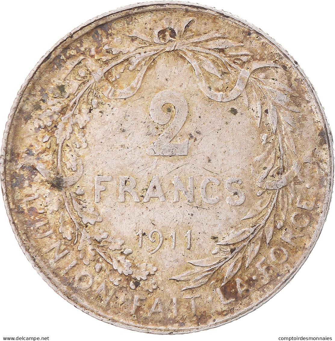 Monnaie, Belgique, 2 Francs, 2 Frank, 1911, TB+, Argent, KM:74 - 2 Francs