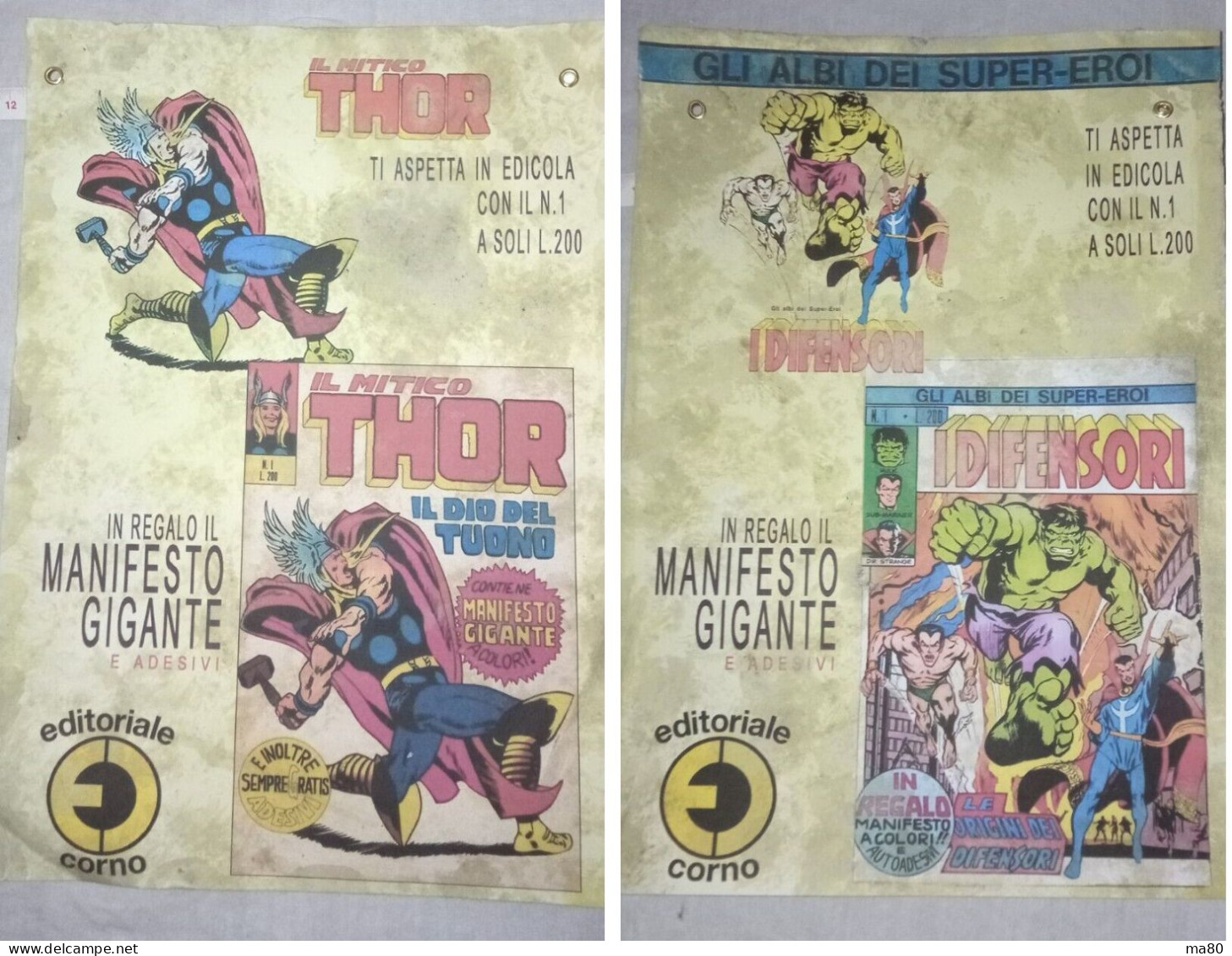 1 POSTER A SCELTA: Uomo Ragno Capitan America Thor Hulk Difensori X Men Fantastici 4 Devil Gadget Recenti Stile Anni 70 - Spiderman