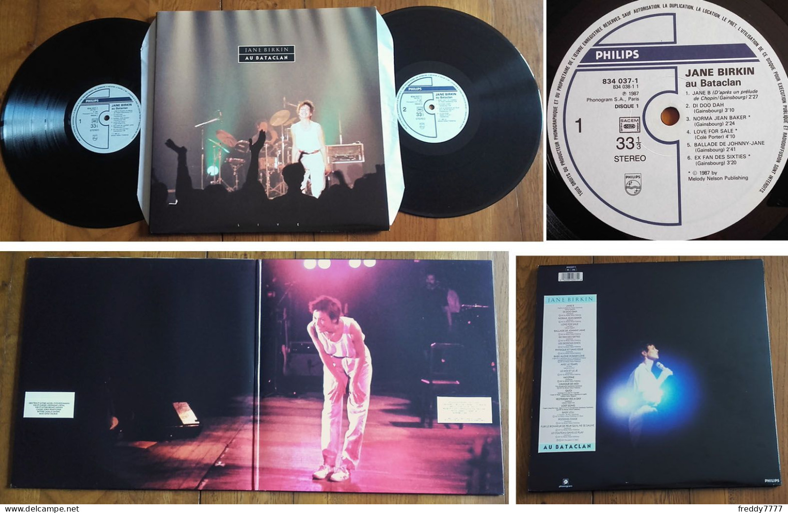 RARE French Double LP 33t RPM (12" X 2) JANE BIRKIN «Live Au Bataclan» (Serge Gainsbourg, Gatefold P/s, 1987) - Collectors