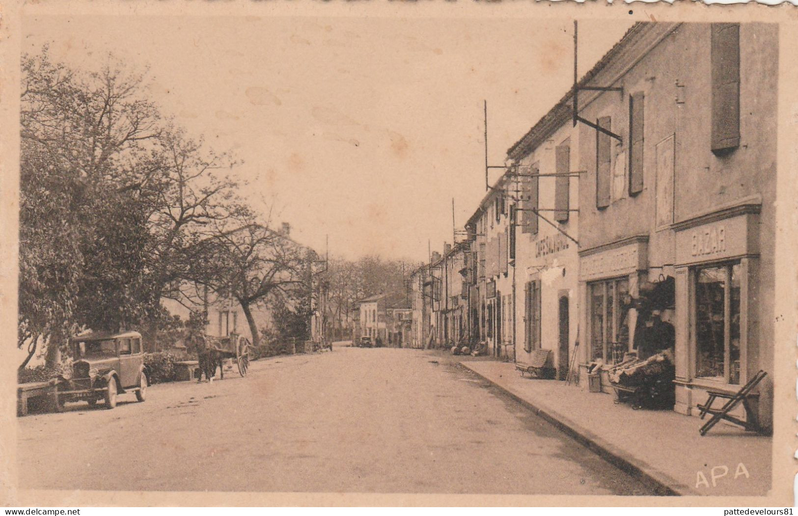 CPA Dentelée Sépia (81) SAINT PAUL CAP DE JOUX Avenue De Castres Devanture Magasins Modernes Bazar - Saint Paul Cap De Joux