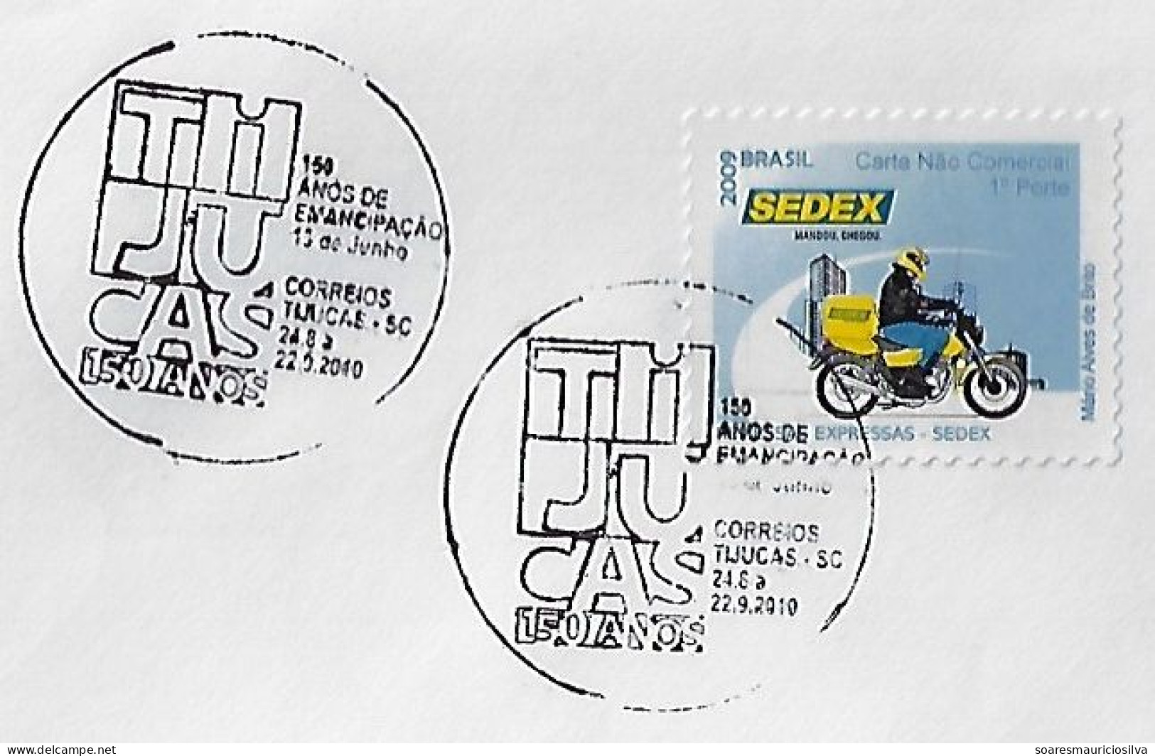 Brazil 2010 Cover With Comemmorative Cancel 150 Years Of Tijucas City - Storia Postale