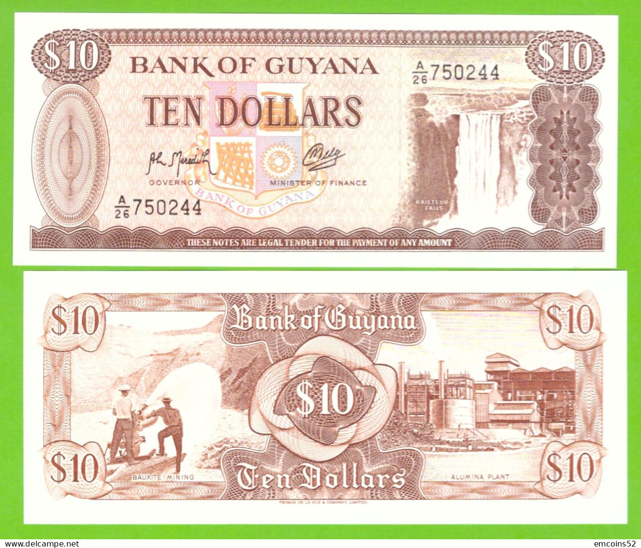 GUYANA 10 DOLLARS 1989 P-23f  UNC - Guyana