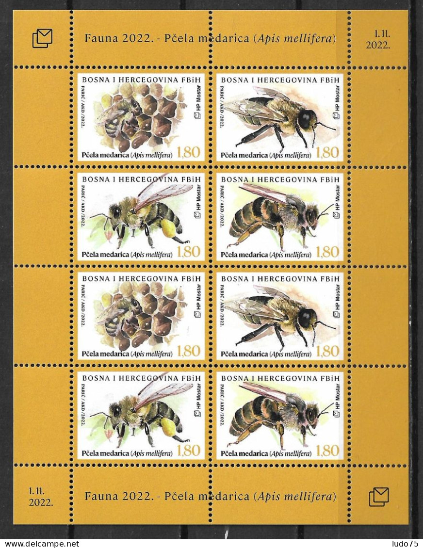 BOSNIE BOSNIA BOSNIEN Abeilles/bees/Bienen 2022 Bloc/sheetlet/Block 2 Sets/series/Serien Neuf/mint/ungestemp. - Abeilles