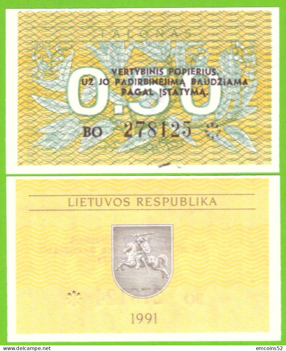 LITHUANIA 0,50 TALONAS 1991 P-31b UNC - Litouwen