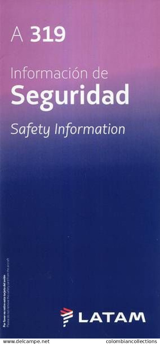 Lote TSA50, Colombia, LATAM, A 319, Tarjeta De Seguridad, Safety Card - Consignes De Sécurité