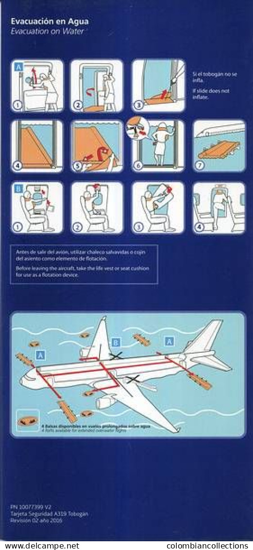 Lote TSA50, Colombia, LATAM, A 319, Tarjeta De Seguridad, Safety Card - Safety Cards